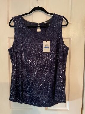 DKNY 50% off! Navy Sequin Tank Top Size XL NWT New With Tags